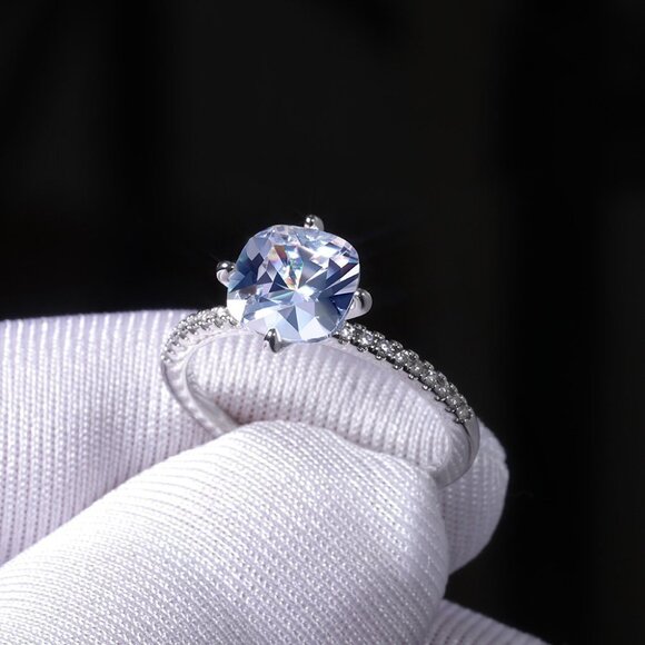 🍁Beautiful Pure Zircon Thin Silver Romantic Wedding Rings for Women, MAR… - Picture 3 of 6